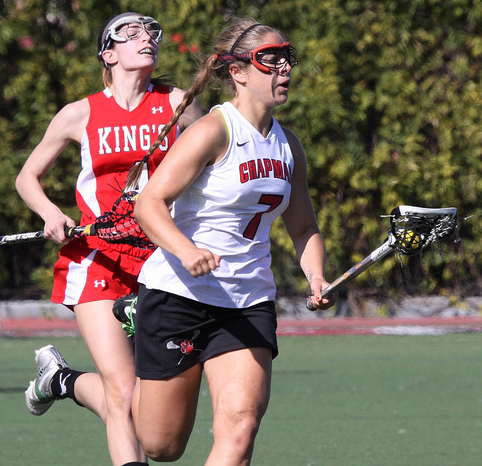 Freshman Kelly Mackin leaves her opponent in the dust. (Larry Newman/Chapman Athletics)