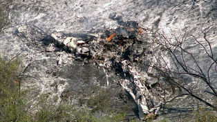 The scene of Monday's deadly plane crash (KTLA)