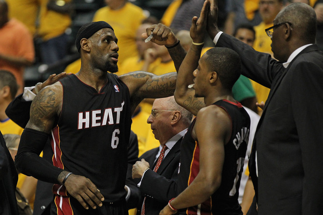 LeBron James celebrating a win over the Pacers (Photo by Jonathan Daniel/Getty Images)