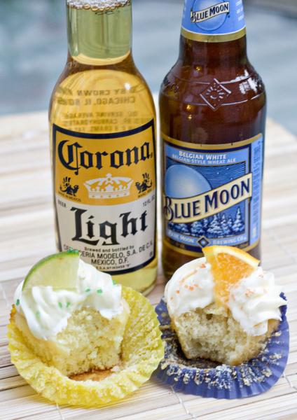 Blue Moon and Corona cupcakes. (Erica's Sweet Kitchen)