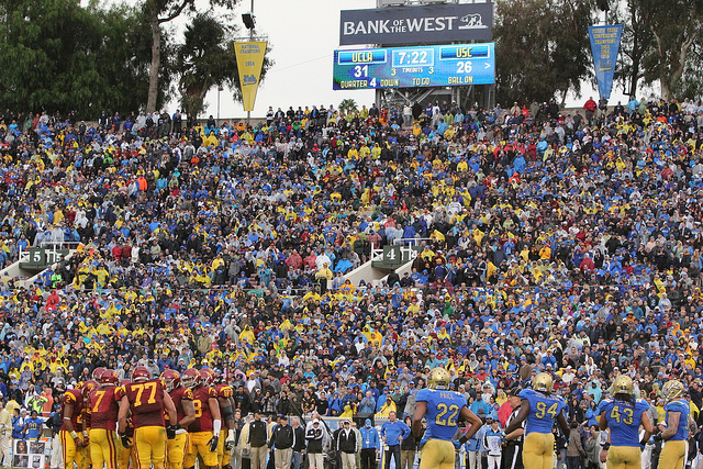 The Rose Bowl will be packed with fans from both schools. (James Santelli/Neon Tommy) The Rose Bowl will be packed with fans from both schools. (James Santelli/Neon Tommy)