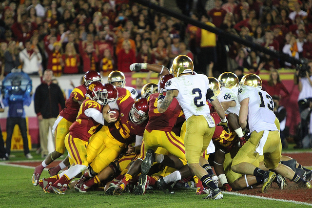 USC couldn't overcome the hype in 2012, falling out of the top 25 by their season-ending loss to top-ranked Notre Dame. (Neon Tommy) USC couldn't overcome the hype in 2012, falling out of the top 25 by their season-ending loss to top-ranked Notre Dame. (Neon Tommy)