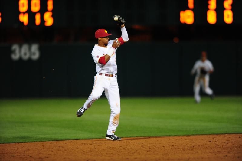 Reggie Southall fields a grounder during Friday's blowout win. (Charlie Magovern/Neon Tommy)