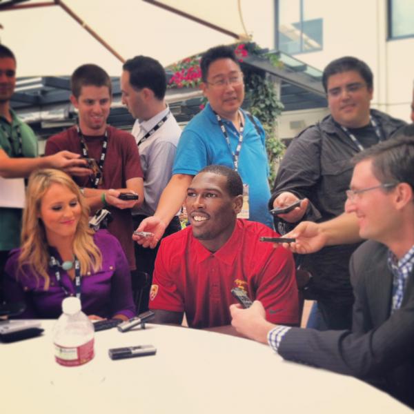 Marqise Lee is anxious to start the 2013 campaign, but he needs to know who his starting quarterback is first. (Jeremy Bergman/Neon Tommy) 