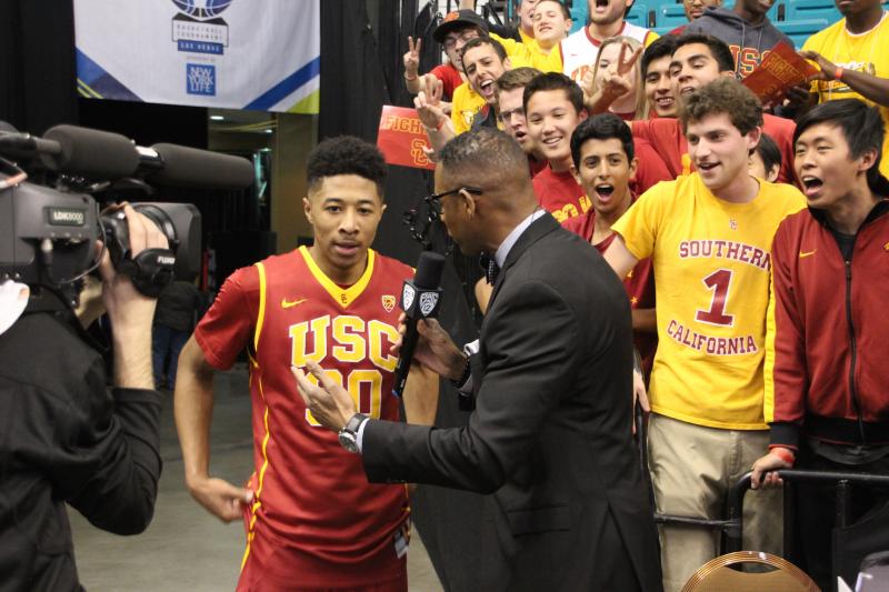 Elijah Stewart carried the Trojans on his back with his 27 points. (Josh Faskowiitz/Galen Central)