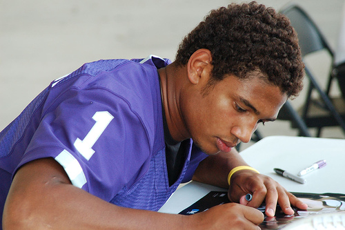 Freeman and the Vikings hope that the QB can perform well in purple. (Jason Edwards/Wikimedia Commons)