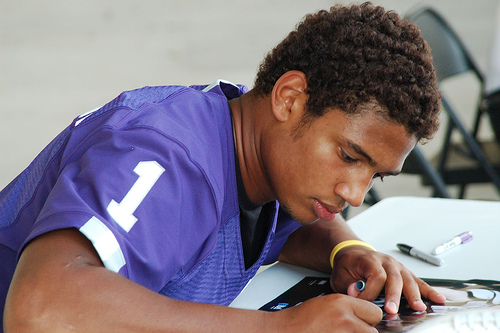 Freeman and the Vikings hope that the QB can perform well in purple. (Jason Edwards/Wikimedia Commons) Freeman and the Vikings hope that the QB can perform well in purple. (Jason Edwards/Wikimedia Commons)