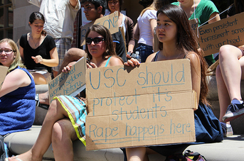 A sit-in by USC's Student Coalition Against Rape in April 2012. (Paresh Dave/Neon Tommy)