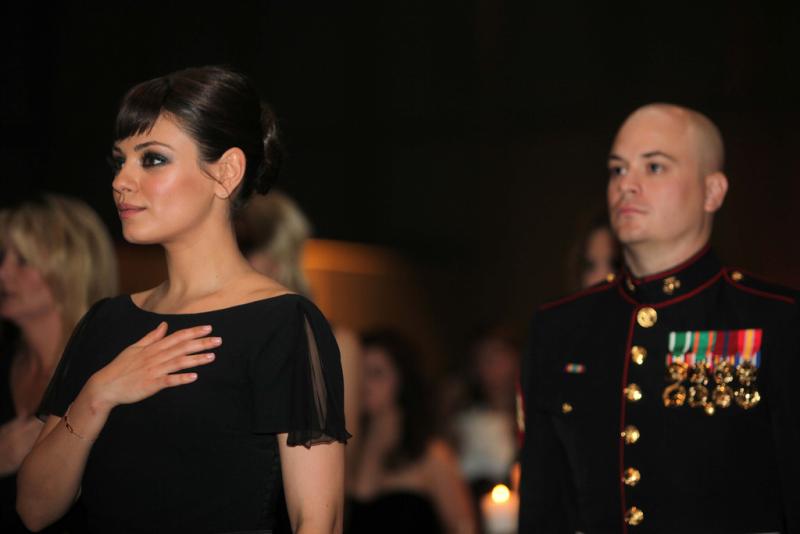 Mila Kunis and date Sgt. Scott Moore at Marine Corps Ball in Greenville, NC (Creative Commons)