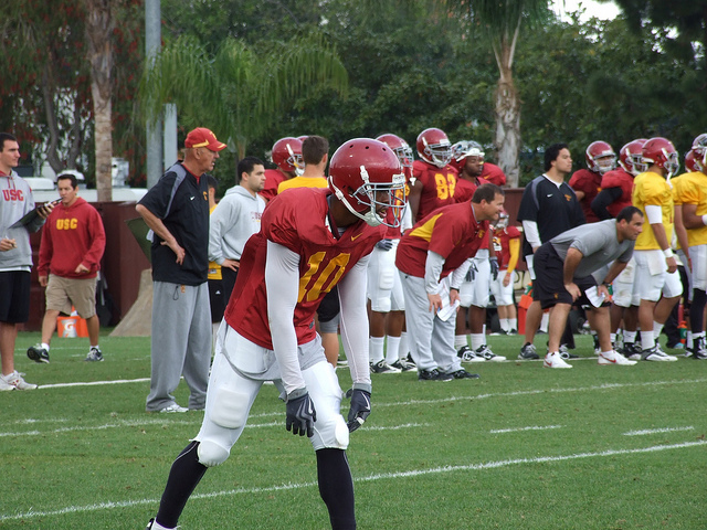 In Robert Woods' absence, Victor Blackwell and De'Von Flournoy (above) have played well (Neon Tommy).