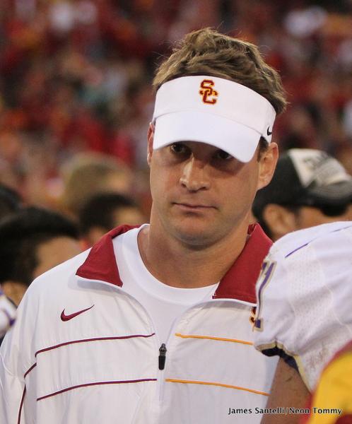 Lane Kiffin stepped down from participaing in the coaches' poll (Neon Tommy/James Santelli).