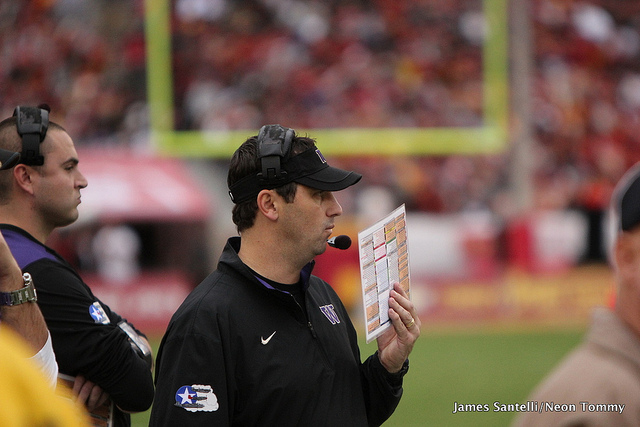 Washington's Steve Sarkisian was asked about the Huskies poaching coaches and recruits from in-conference rivals (Neon Tommy/James Santelli).