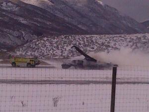 The plane crashed as it was going in for a landing in Aspen (Photo courtesy of Jay Sills, via Twitter) The plane crashed as it was going in for a landing in Aspen (Photo courtesy of Jay Sills, via Twitter)
