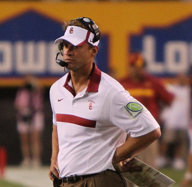 USC under Lane Kiffin this season went down a very slippery slope. (James Santelli/NT)