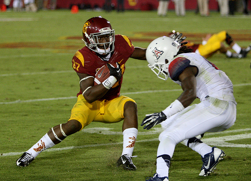 Buck Allen against an Arizona defender. (Neon Tommy) Buck Allen against an Arizona defender. (Neon Tommy)