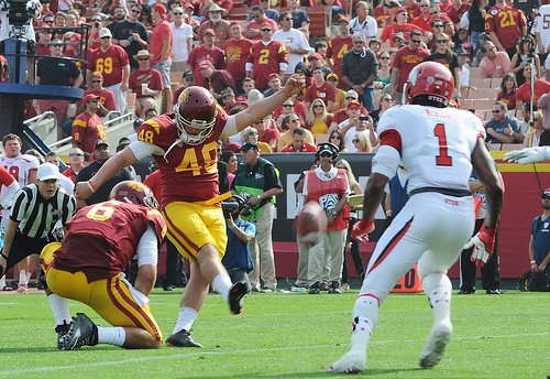 Andre Heidari made a career-high four field goals on Saturday. (Jerry Ting, Neon Tommy)