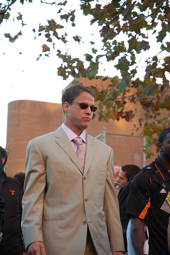 Lane Kiffin, in a suit, addressing the American public about political issues just makes perfect sense. (Creative Commons)