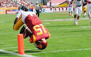 Nelson Agholor scored the only touchdown of the game for the Trojans. (Jerry Ting, Neon Tommy) Nelson Agholor scored the only touchdown of the game for the Trojans. (Jerry Ting, Neon Tommy)