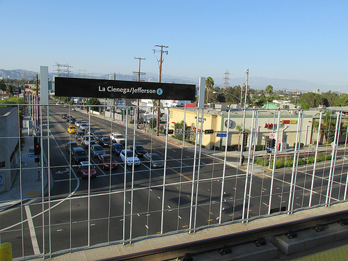 Residents say it is too soon to tell whether the recent opening of the La Cienega/Jefferson Metro stop will affect development in the area. (Michelle Toh/Neon Tommy)
