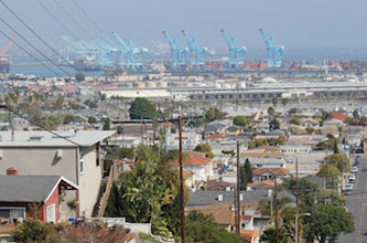 The busy port below San Pedro went silent Wednesday as union workers stood at picket lines (Catherine Green). The busy port below San Pedro went silent Wednesday as union workers stood at picket lines (Catherine Green).