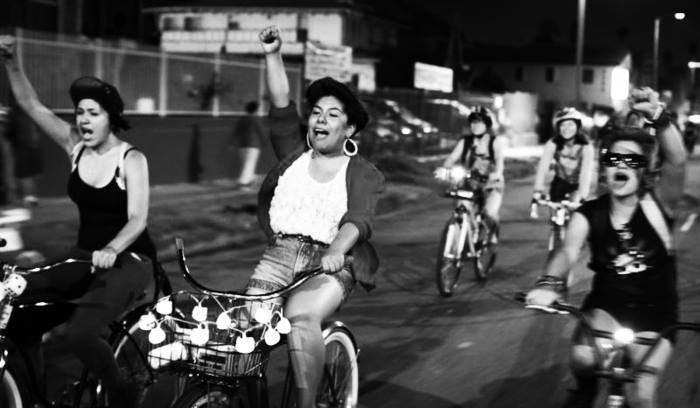 Female-identified cyclists at the annual "Clitoral Mass" ride in Los Angeles. (Ovarian Psyco-Cycles, Facebook) Female-identified cyclists at the annual "Clitoral Mass" ride in Los Angeles. (Ovarian Psyco-Cycles, Facebook)