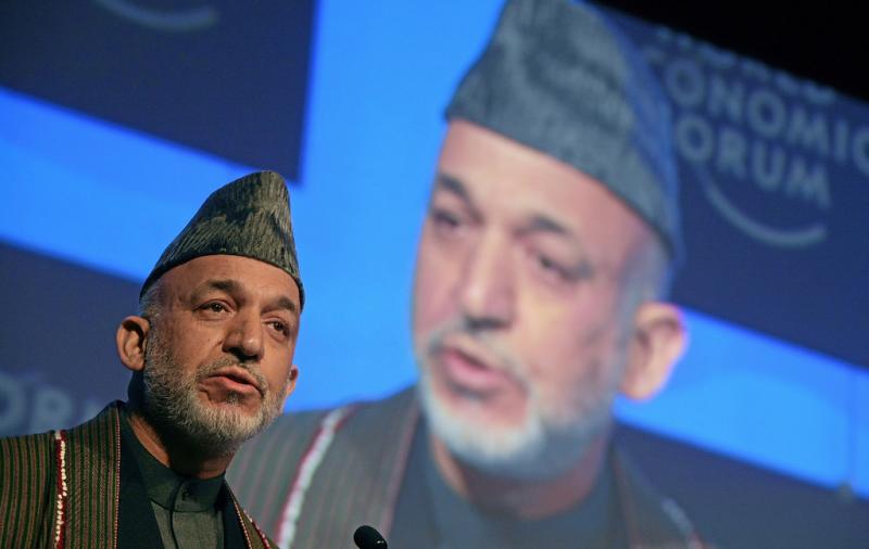 Hamid Karzai speaking at the World Economic Forum in 2008. (Via Flickr)