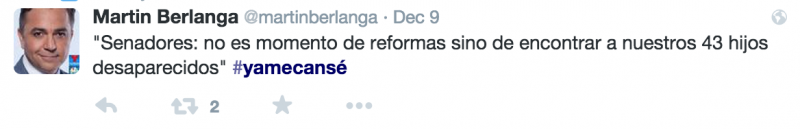  Now is not the time for reforms; it's time to find our 43 missing kids." (@MartinBerlanga/Twitter)