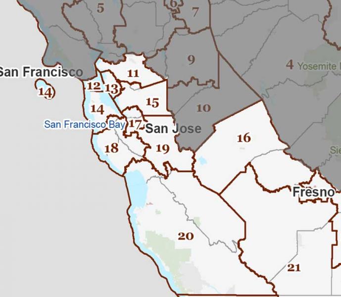 California congressional districts 11-20. (Denise Guerra/Neon Tommy)