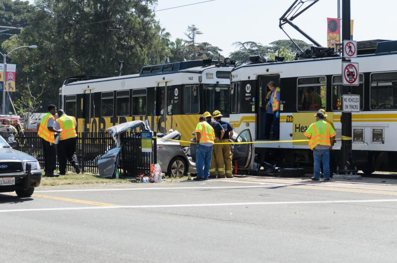 The scene of Saturday morning's crash. (Ben Dunn/Neon Tommy) The scene of Saturday morning's crash. (Ben Dunn/Neon Tommy)