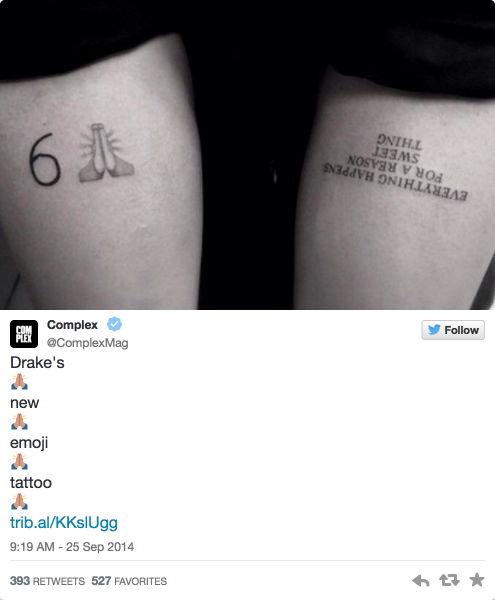 Drake's alleged "emoji tattoo" (via @ComplexMag/Neon Tommy)