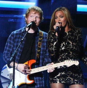 Ed Sheeran and Beyonce rocked the Stevie Wonder tribute (Twitter/@MTV).