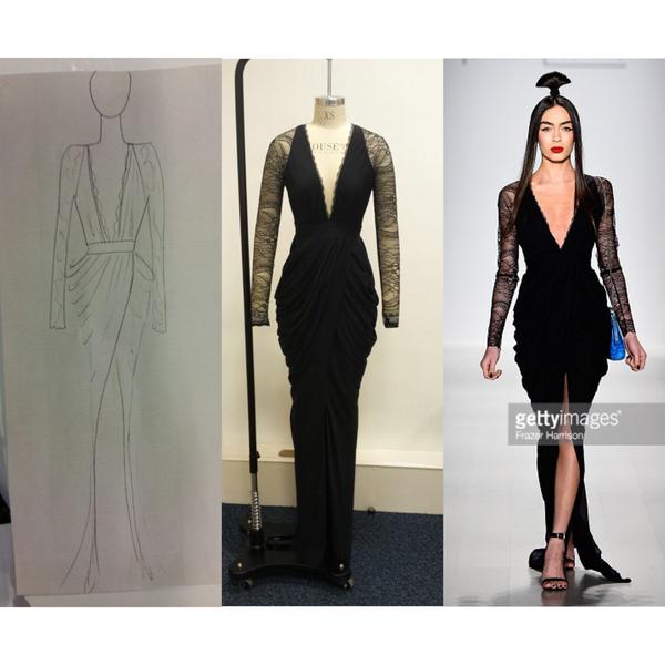 From Michael Costello's sketchbook, to the studio, to the runway (Twitter/HouseOfCB).