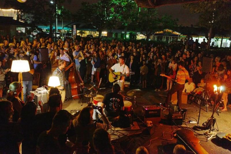 Fans crowd in during the earlier 2015 June Village Walk, a preview of sorts to the full festival (Photo courtesy of 2015 CMF Publicity Photos).