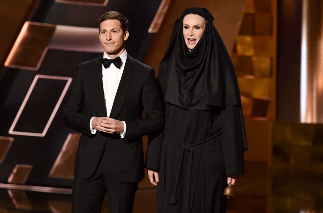 Andy Samberg and the "mean nun" Jane Lynch (NBC).