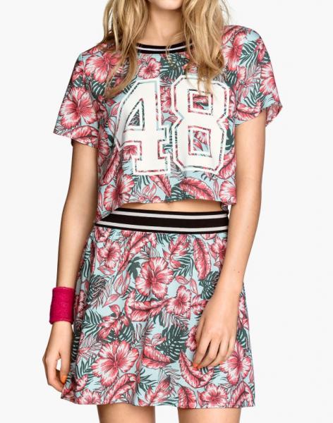 Cropped Top for $17.95 and Patterned Skirt for $14.95 (H&M).