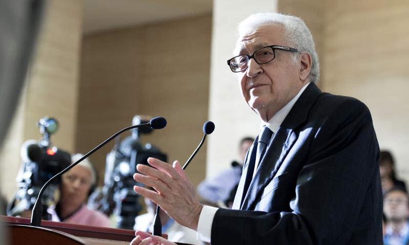(Lakhdar Brahimi at the press today in Geneva / Jean-Marc Ferré ) (Lakhdar Brahimi at the press today in Geneva / Jean-Marc Ferré )