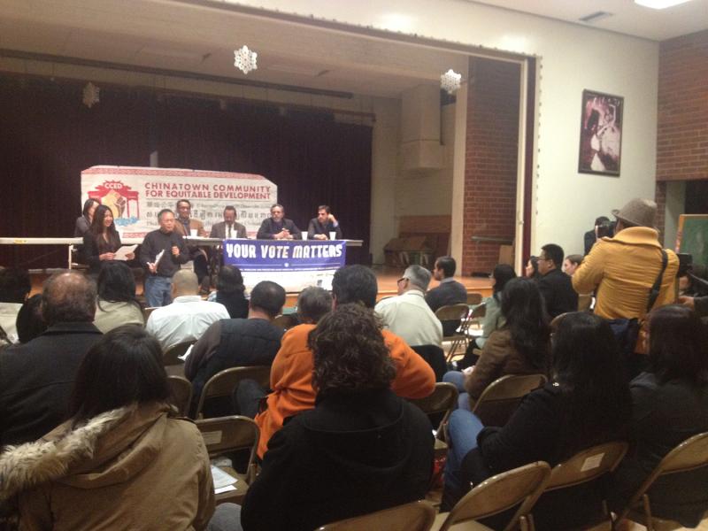 Chinatown's first-ever City Council Candidate's Forum. All seats occupied.
