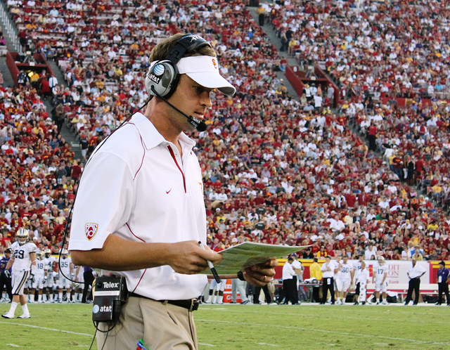 One of Lane Kiffin's goals for the bye week is evaluate his team's depth (Shotgun Spratling/Neon Tommy).