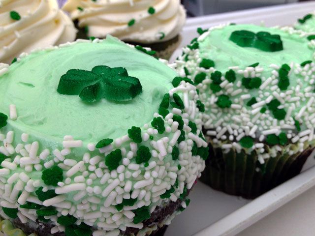 The "Luck O' The Irish" is the best-selling St. Patrick's Day Cupcake at Crumbs Bake Shop (Kelli Shiroma / Neon Tommy).