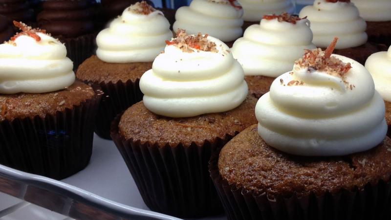 The Sweet Potato Pie cupcake is Southern Girl Desserts' signature item (Kelli Shiroma / Neon Tommy). The Sweet Potato Pie cupcake is Southern Girl Desserts' signature item (Kelli Shiroma / Neon Tommy).