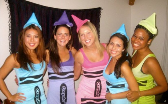 Group costumes like these "Crayola Crayons" are fun and feasible (Maya Richard-Craven / Neon Tommy).