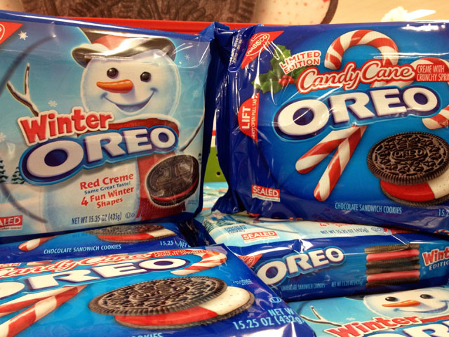 “Winter Red Crème” and “Candy Cane” Oreos signify the official start of holiday treats (Kelli Shiroma / Neon Tommy).