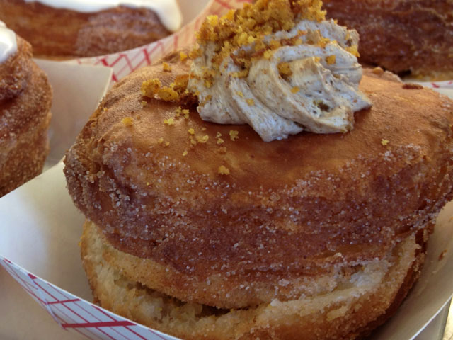 The “Pumpkin Spice Double Decker O-Nut” is just one of many “O-Nut” varieties at DK’s Donuts (Kelli Shiroma / Neon Tommy).