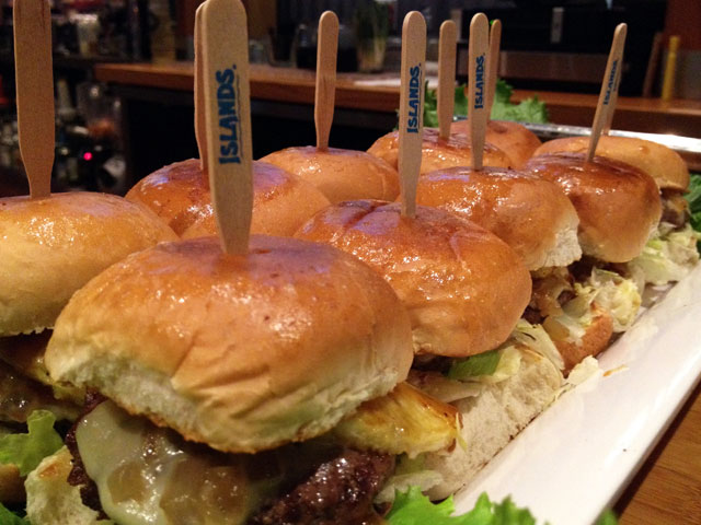 "Hawaiian Sliders" are just one of the flavorful dishes on the "NFL Happy Hour" menu (Kelli Shiroma / Neon Tommy).