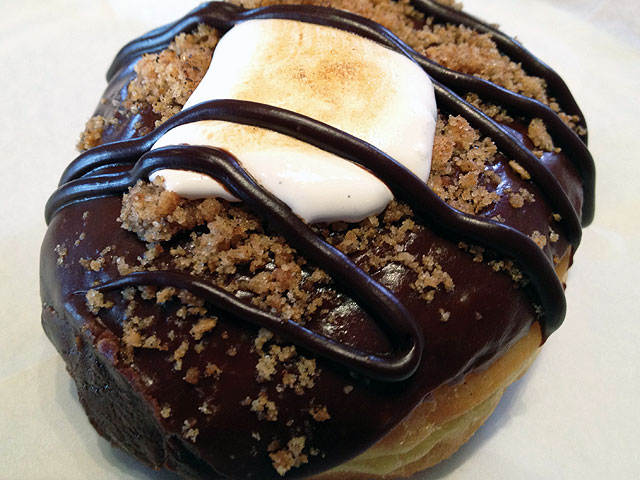 The “S’Mores” donut at Glazed Donut bistro is more like a dessert than a mere donut (Kelli Shiroma / Neon Tommy).