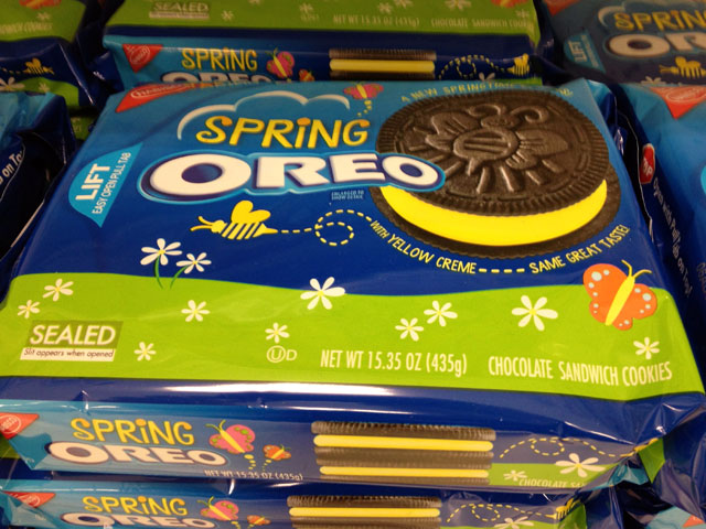 “Spring OREOS” present the same OREO taste but with yellow filling (Kelli Shiroma / Neon Tommy). “Spring OREOS” present the same OREO taste but with yellow filling (Kelli Shiroma / Neon Tommy).
