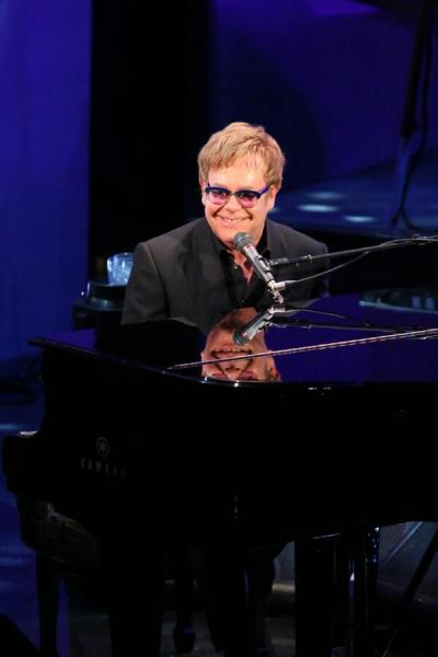 Elton John performing his new song (via @BRITawards)