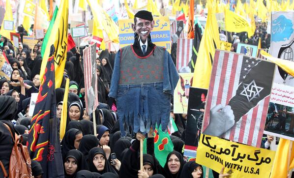 The protesters in Tehran (via Twitter/@YahooNews). The protesters in Tehran (via Twitter/@YahooNews).