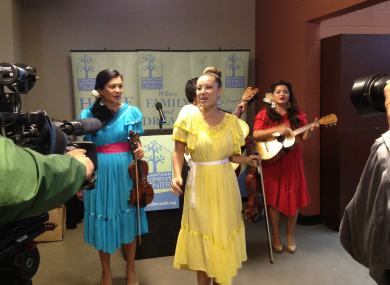 A female mariachi band performed at the grand opening