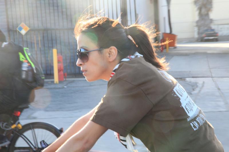 Teresa Chaidez during the bike ride for Benjamin Torres